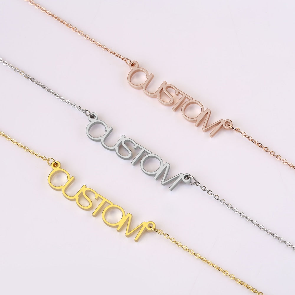 Straight Letter Custom Name Necklace